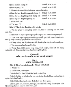 Quy định mã số, tiêu chuẩn chức danh nghề nghiệp bác sĩ, bác sĩ y học dự phòng, y sĩ